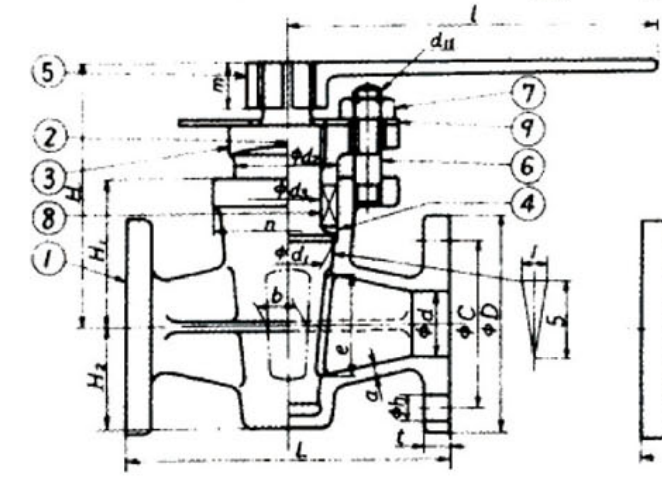 Drawing of JIS F7381 Flanged Cock.png Drawing of JIS F7381 Flanged Cock.png